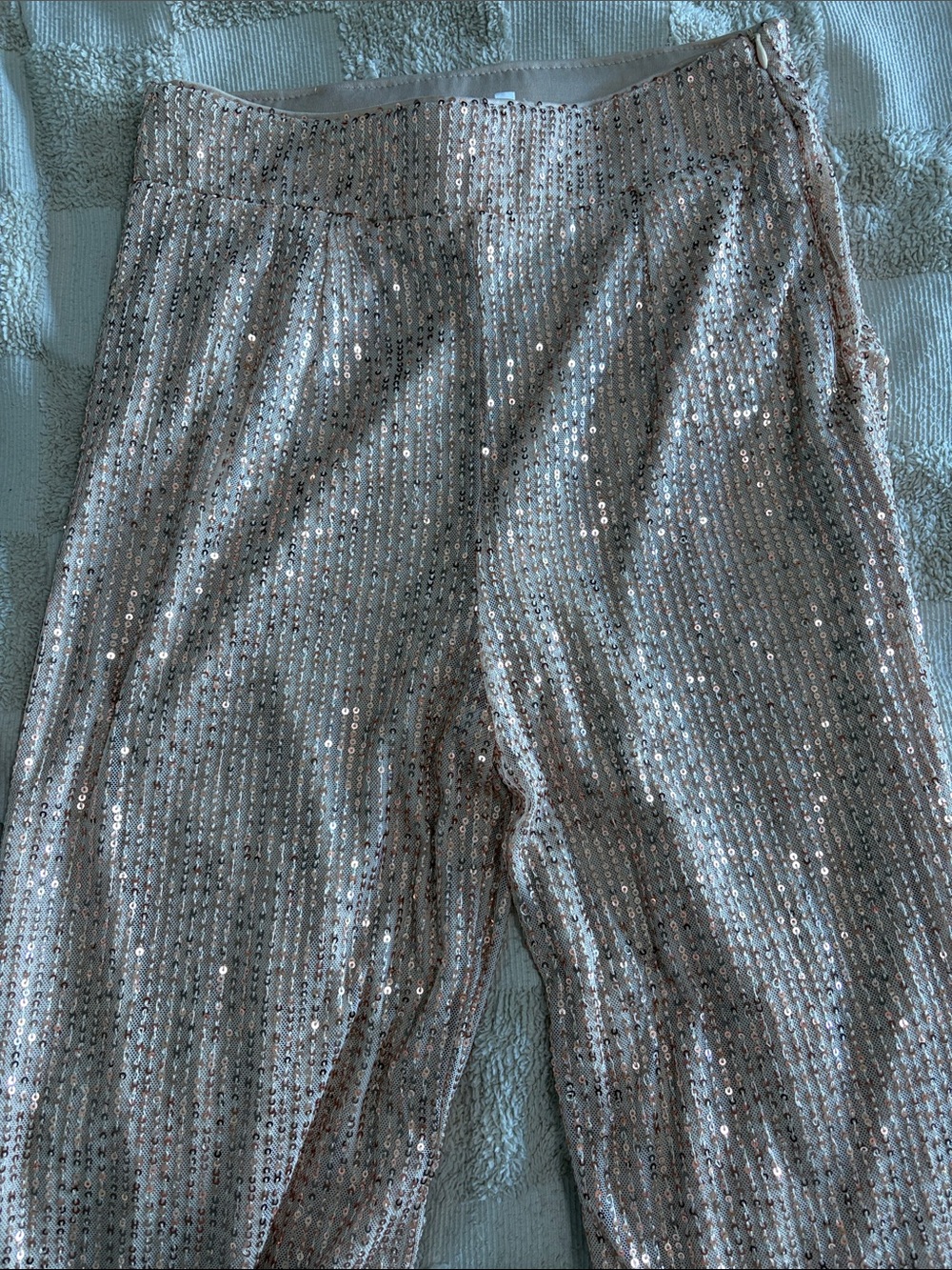 Tan flare sequin pants